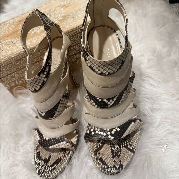 Gucci Python Caged Pumps Leather & Suede Sandals # 258343 39 FITS like 8.5 - Picture 5 of 13
